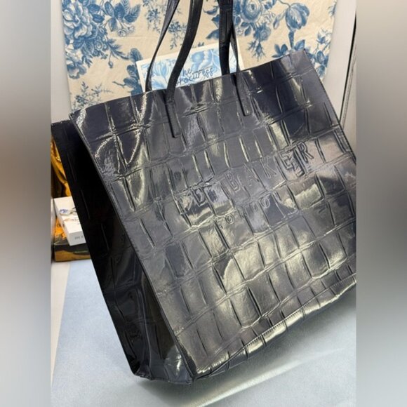 🆕 TED BAKER 🧿 NWOT Allicon Eco Leather Croc Icon Tote Bag, Dark Blue - Picture 3 of 11